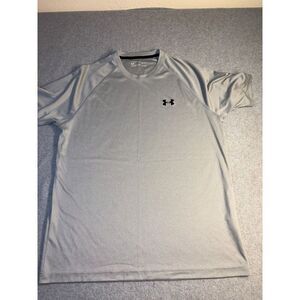 Under armour T Shirt Mens Large Gray Activewear Heat Gear Short Sleeve Crew Neck